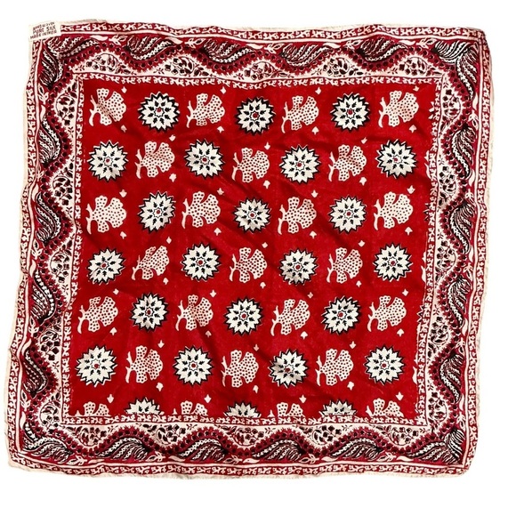 None Accessories - Hand Woven Pure Silk Scarf Made in India with Blue Ink Culture Markings!